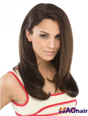 Perruques synthétiques de cheveux longs pour acheter la couleur brune de style droit