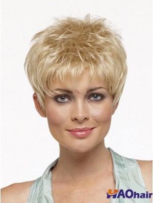 Cropped Boycuts Straight Blonde Online Perruques synthétiques