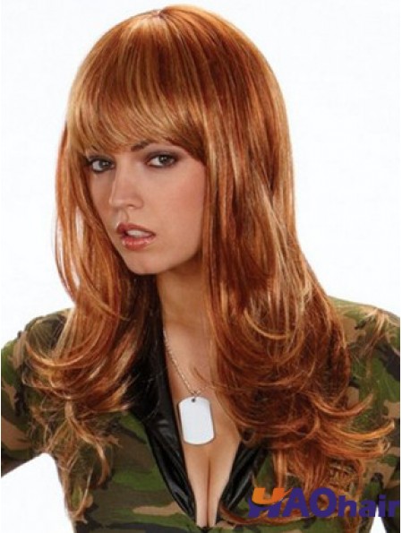 Couleur de cheveux synthétiques au Royaume-Uni avec une longue frange de style ondulé