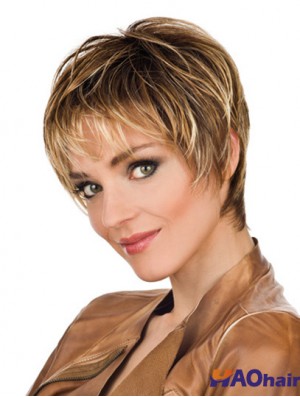 Perruques courtes de 8 pouces droites blondes Boycuts