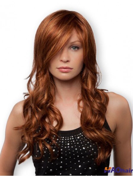 Perruque bouclée blonde de fibre synthétique avec une longue longueur de monofilament de frange