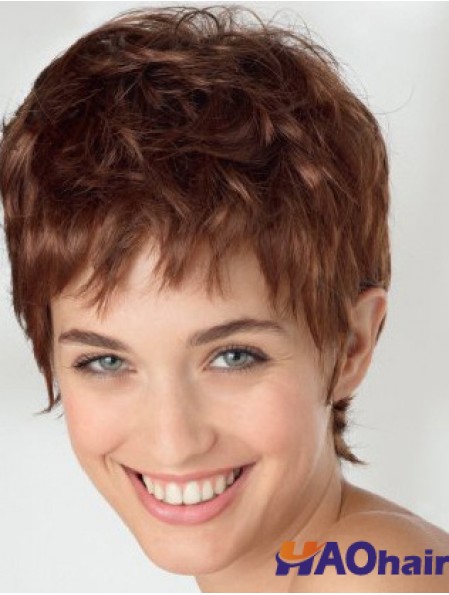 Perruques courtes exquises ondulées Auburn Boycuts de 6 pouces