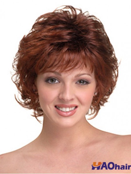 Perruques de tête de cheveux synthétiques avec longueur de menton capless couleur Auburn