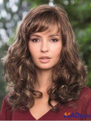 Perruque en dentelle synthétique de couleur brune Style ondulé Boycuts de longue longueur