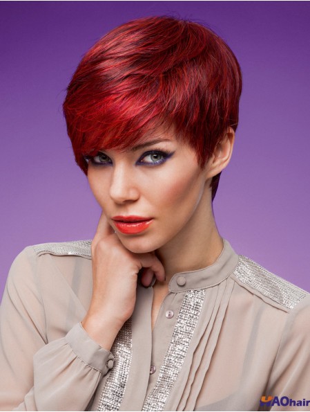 Boycuts droits 5 pouces rouge perruques synthétiques de haute qualité