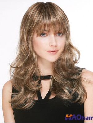 Tendance Blonde Ondulée Avec Frange De Longues Perruques