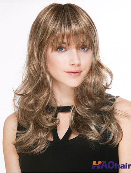 Tendance Blonde Ondulée Avec Frange De Longues Perruques