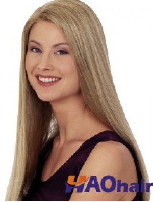 Droite sans frange 20 pouces Blonde Discount Perruques synthétiques