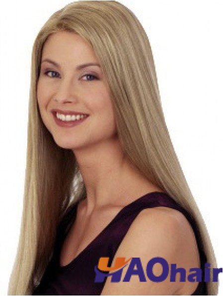 Droite sans frange 20 pouces Blonde Discount Perruques synthétiques