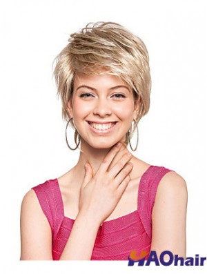 Boycuts courts droite blonde incroyable perruques synthétiques