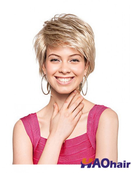 Boycuts courts droite blonde incroyable perruques synthétiques