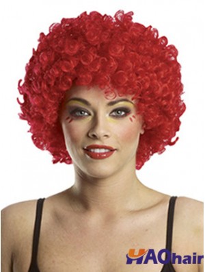 Kinky sans frange court rouge moderne perruques avant de lacet