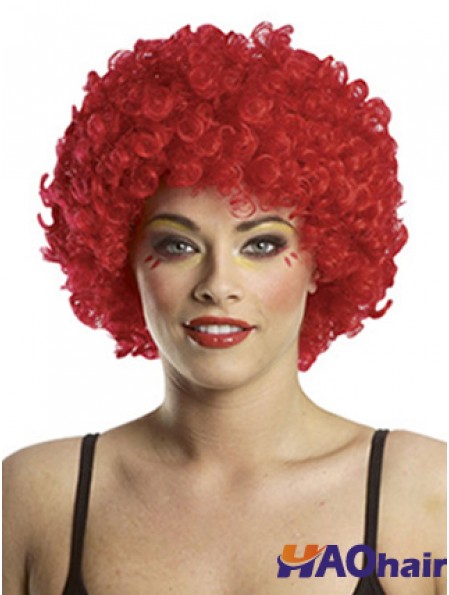 Kinky sans frange court rouge moderne perruques avant de lacet