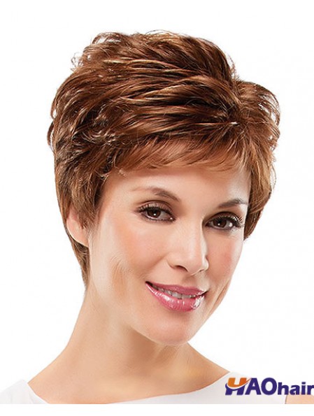 Curly Layered Short Perruques synthétiques Auburn appropriées