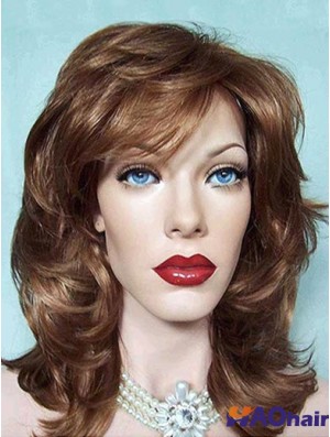 Wavy Layered Shoulder Length Brown Good Lace Front Perruques