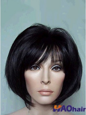 Longueur du menton Bobs Straight Black Perruques synthétiques appropriées