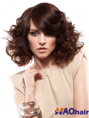 Curly Layered épaule Longueur Auburn magnifique perruques avant de lacet