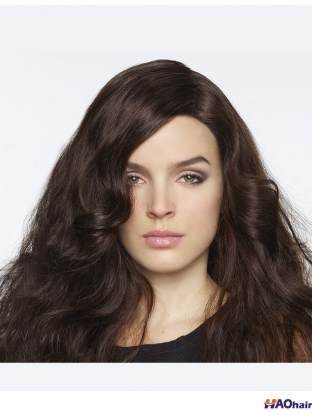 18  inchbouclés sans frange monofilament brun longues perruques durables
