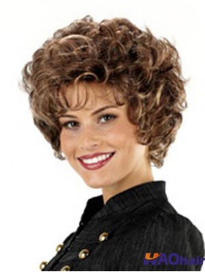 Style 32  inchStraight Brown avec Bangs perruques courtes