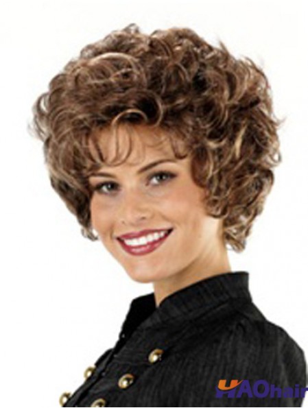 Style 32  inchStraight Brown avec Bangs perruques courtes