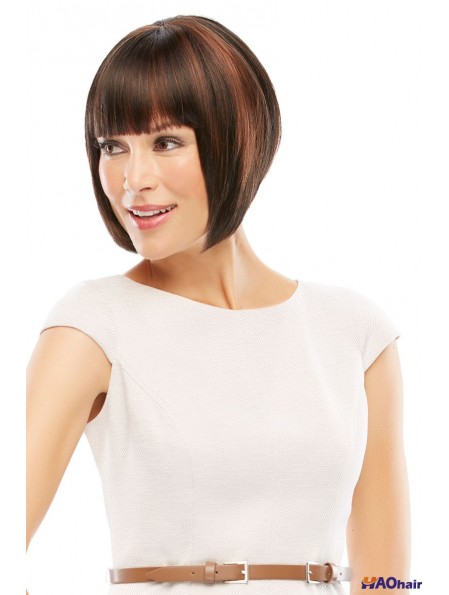 Perruques Bob Auburn Modern Straight Lace Front Court