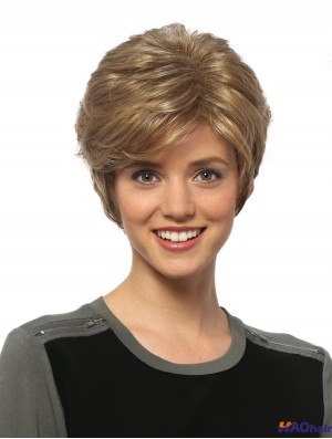 Perruques courtes de 8  inchondulées blondes ondulées