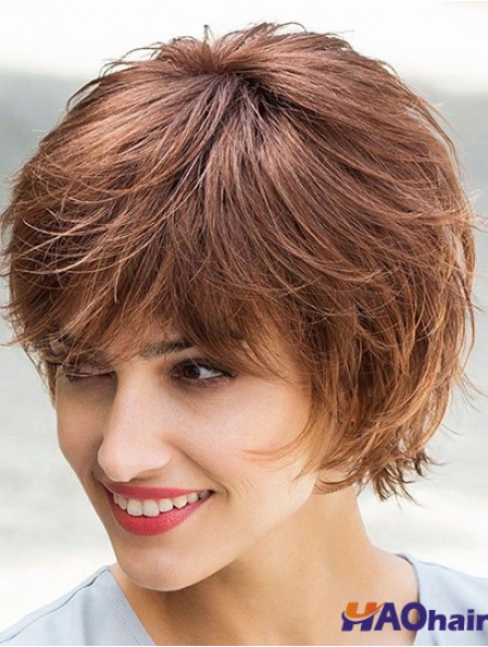 Flexibilité Brun Longueur de menton couches droites sans colle Lace Front perruques mono synthétiques