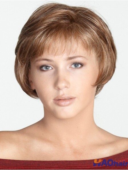 Straight Bobs Perruques synthétiques de mode blonde de 8 pouces
