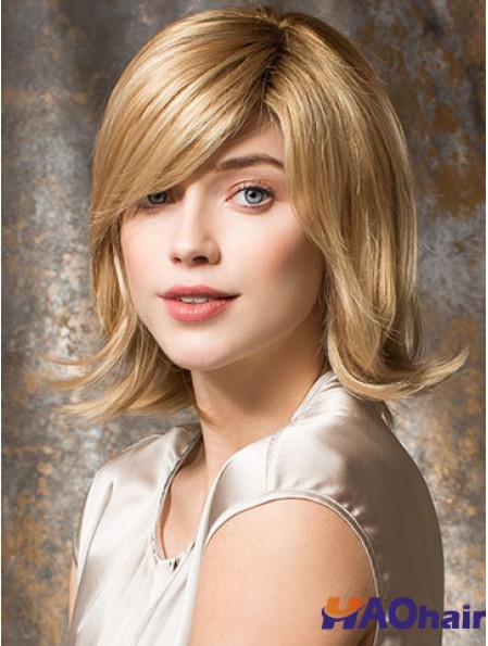Longueur de l'épaule ondulée blonde classique 12  inchperruques moyennes appropriées