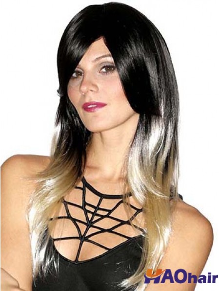 Style droit 20 pouces Ombre / 2 tons avec frange longues perruques