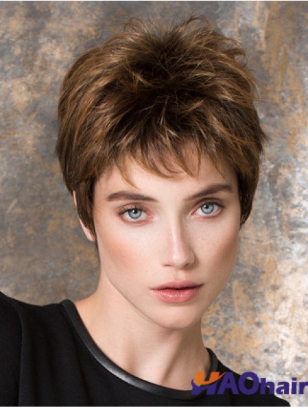 Boycuts synthétiques bruns droits 4 pouces perruques courtes pour femmes