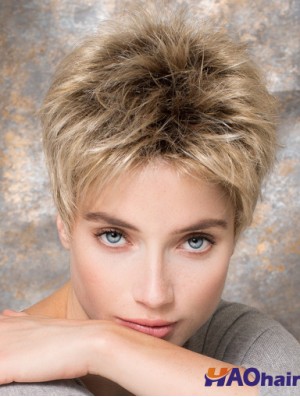 Boycuts synthétiques blonds de 4 pouces cheveux courts raides
