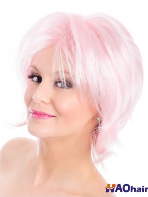 Perruque capless rose droite 8 pouces Bobs Fashion