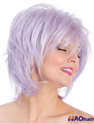 Capless Straight Lilac 8 pouces Bobs Fashion Wig