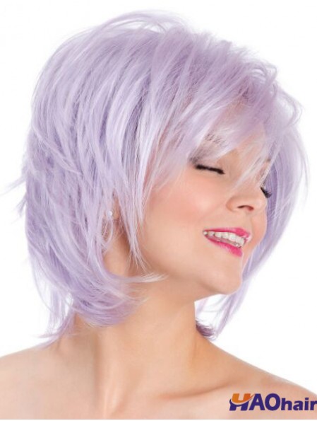 Capless Straight Lilac 8 pouces Bobs Fashion Wig
