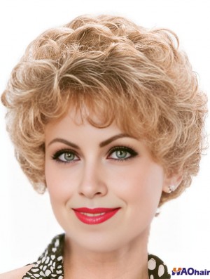 Pixie Blonde courte capless bouclés perruque classique pour femmes