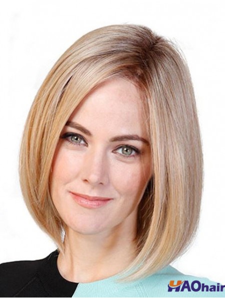 Straight Bobs Blonde 11  inchMonofilament Cancer Patient Wigs