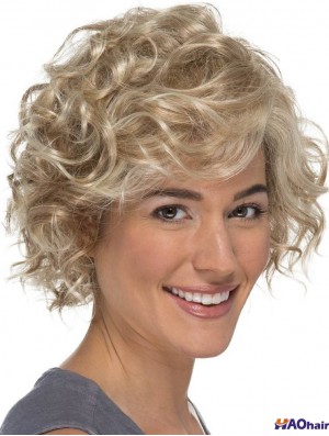 Perruque en dentelle blonde bouclée classique de 8 pouces