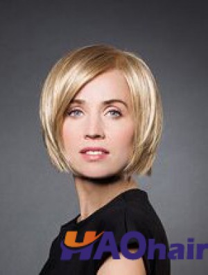 10  inchdroite blonde synthétique menton longueur perruque monofilament Bob