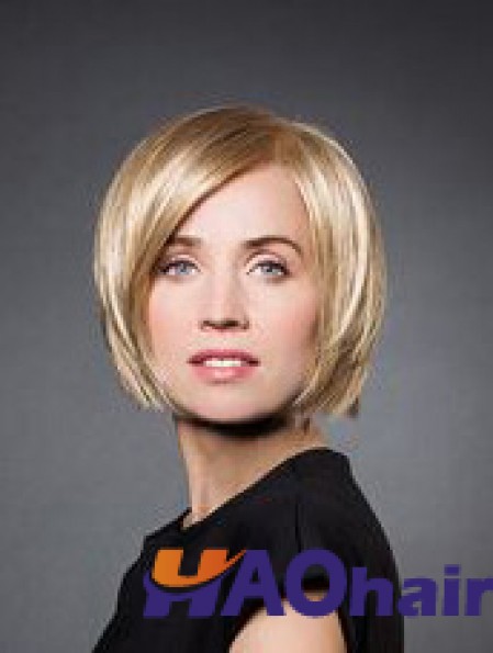 10  inchdroite blonde synthétique menton longueur perruque monofilament Bob