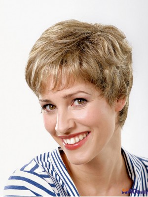 Perruque courte en dentelle synthétique coupée ondulée de 6 po avec boycuts