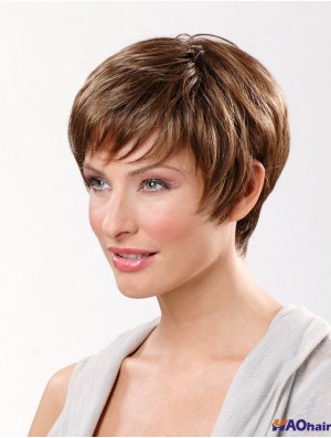 Marron Court Synthétique 8  inchDroite Boycuts Dentelle Frontale