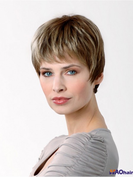 Synthétique Capless 6  inchBoycuts Straight Brown Short Haircuts