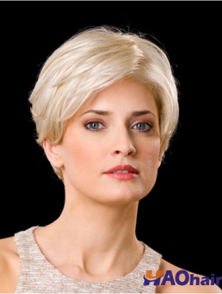 Synthétique avant de lacet 8  inchcouches droites blondes blondes perruques cheveux courts