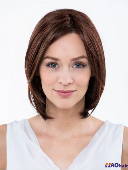 11 pouces droite rouge synthétique épaule longueur capless perruque Bobs