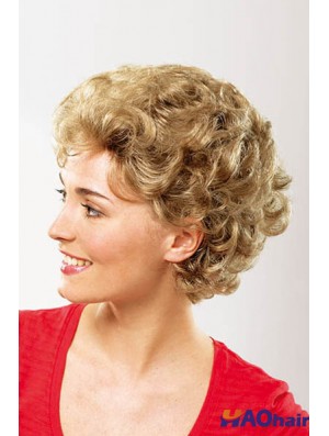 Perruques synthétiques courtes bouclées blondes 8  inchclassiques sans capuchon pour femmes