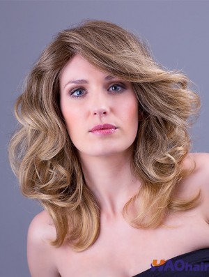 Synthétique Blonde Ondulée 14 pouces Monofilament Layered Wigs Long