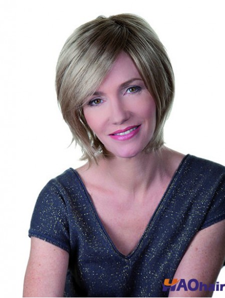 Blonde 10 pouces Bobs Straight Monofilament Synthetic Medium Hairstyles