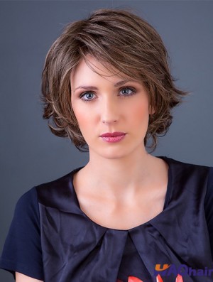 Perruque synthétique synthétique brun monofilament ondulé Bob 10 po