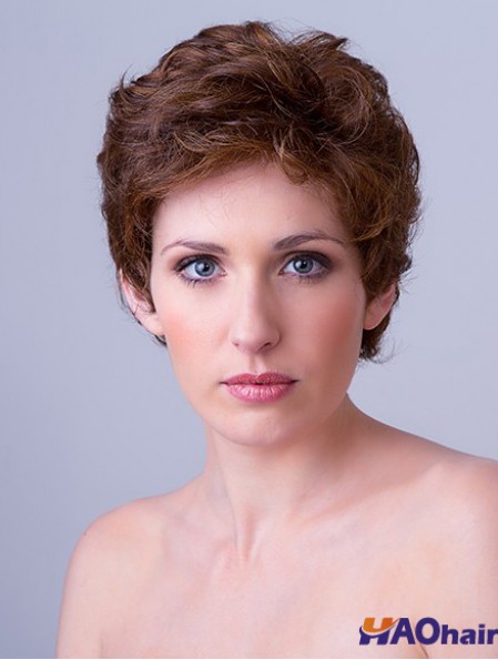 Monofilament synthétique 4  inchBoycuts Coiffures ondulées Auburn pour les cheveux courts